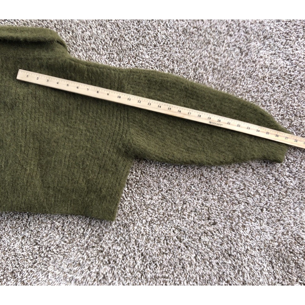 Ozma Of California Cropped Cardigan Sweater Womens XS Olive Green Baby Alpaca - Picture 10 of 10